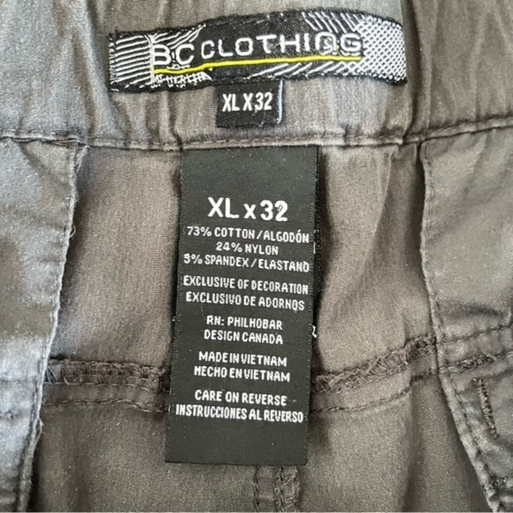 BC Clothing Convertible Cargo Zip Off Legs Pant Men XL 36x30 Gray Belted Casual - Picture 2 of 10